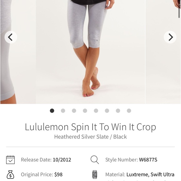 Lululemon Spin It To Win It Crop
Heathered Silver Slate / Black SIZE 6 - Picture 8 of 9
